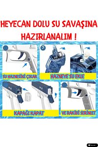 Şarjlı Elektrikli Oyuncak Su Tabancası Otomatik 10m Fışkırtma Havuz Deniz Açık Hava Işıklı ürün fotoğrafı