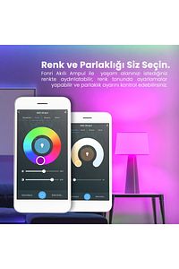 Akıllı Led Ampul, Wifi, 9w-titreşimsiz-16.7 M. Renk, Uzaktan Ve Sesli Kontrol, Doğal Sarı Ve Beyaz ürün fotoğrafı