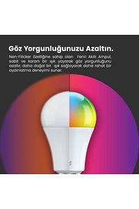 Akıllı Led Ampul, Wifi, 9w-titreşimsiz-16.7 M. Renk, Uzaktan Ve Sesli Kontrol, Doğal Sarı Ve Beyaz ürün fotoğrafı