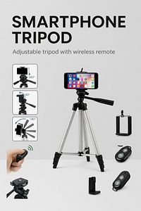 Tripot Profesyonel Fotoğraf Video Çekimi Kumandalı 106 Cm Tripot Telefon Tutucu ürün fotoğrafı