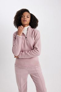 Fit Standart Fit Fermuarlı Yaka Baskılı Polar Sweatshirt A4501ax23wn ürün fotoğrafı