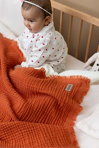 Kiremit 4 Katlı Müslin Battaniye Bebek Müslin Bebek Müslin Örtü 110x110cm ürün fotoğrafı