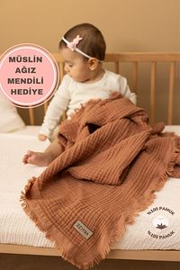 Mocha Mousse Müslin 4 Katlı Müslin Bebek Müslin Çocuk Müslin 110x110cm ürün fotoğrafı