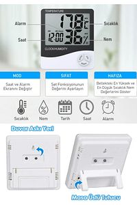Dijital Termometre Higrometre Hava Istasyon Oda Iç Dış Mekan Sıcaklık Nem Ölçer Lcd Saat Alarm ürün fotoğrafı