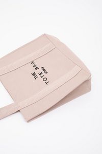 Krem U45 Çıt Çıt Kapatmalı The Tote Bag Işlemeli Kanvas Kumaş Günlük Kadın Kol Ve Omuz Çantası 25x30 ürün fotoğrafı