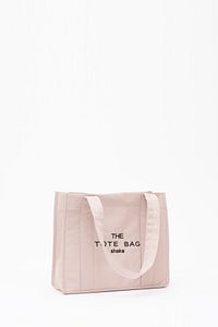 Krem U45 Çıt Çıt Kapatmalı The Tote Bag Işlemeli Kanvas Kumaş Günlük Kadın Kol Ve Omuz Çantası 25x30 ürün fotoğrafı