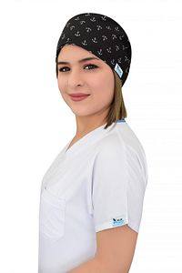 Unisex Siyah Çapa Desenli Doktor Hemşire Aşçı Bonesi ürün fotoğrafı