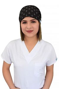 Unisex Siyah Çapa Desenli Doktor Hemşire Aşçı Bonesi ürün fotoğrafı