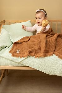 Sütlü Kahve Müslin Püsküllü Müslin 4 Katlı Müslin Bebek Müslin Çocuk Müslin 110x110cm ürün fotoğrafı