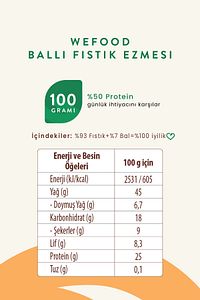 Şekersiz Ham Ballı Fıstık Ezmesi 300 gr (Fıstık Parçacıklı). ürün fotoğrafı