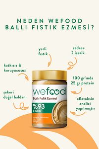 Şekersiz Ham Ballı Fıstık Ezmesi 300 gr (Fıstık Parçacıklı). ürün fotoğrafı