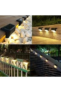 Solar Güneş Enerjili Şarj Edilen Köşebent Merdiven Veranda Bahçe Led Lamba Siyah (1-adet) ürün fotoğrafı