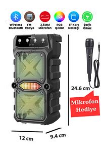 Outdoor Parti Hoparlörü Bluetooth Hoparlör 3 Inç × 2 Kablosuz Speaker Ses Bombası Radyo-usb-tf Giriş ürün fotoğrafı