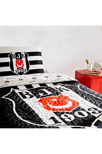 Lisanslı Beşiktaş Stripe Tek Kişilik Yatak Örtüsü Seti ürün fotoğrafı