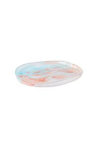 4 Parça Ebru Cam 4 Kişilik Pasta Takımı 18 cm Gri Cam Oval BPA Free Modern Pasta Tabağı ürün fotoğrafı