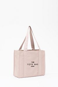 Krem U45 Çıt Çıt Kapatmalı The Tote Bag Işlemeli Kanvas Kumaş Günlük Kadın Kol Ve Omuz Çantası 25x30 ürün fotoğrafı