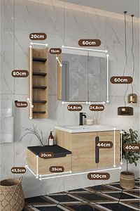 Zakkum 100 Cm %100 Mdf Lavabolu Banyo Dolabı ürün fotoğrafı