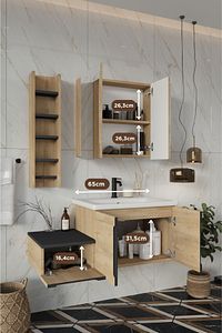 Zakkum 100 Cm %100 Mdf Lavabolu Banyo Dolabı ürün fotoğrafı