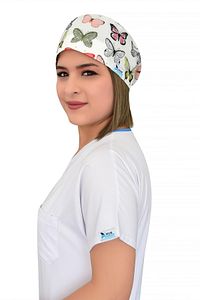 Unisex Yeşil Kelebek Likralı Cerrahi Doktor Hemşire Hastane Medikal Aşçı Bonesi ürün fotoğrafı