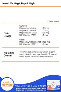 Mag4 Day & Night Magnezyum 60 Tablet Sitrat - Malat - Taurat - Bisglisinat - B6 Vitamini ürün fotoğrafı