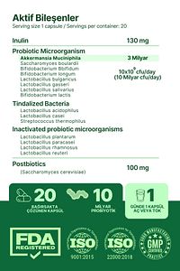 Akkermansia Muciniphila Probiyotik + Prebiyotik + Postbiyotik + inulin . x6 kat daha çok akkermansia ürün fotoğrafı