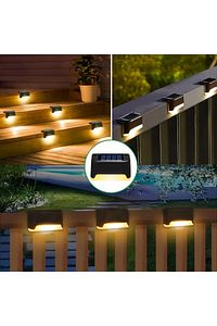 Solar Güneş Enerjili Şarj Edilen Köşebent Merdiven Veranda Bahçe Led Lamba Siyah (1-adet) ürün fotoğrafı