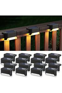 Solar Güneş Enerjili Şarj Edilen Köşebent Merdiven Veranda Bahçe Led Lamba Siyah (1-adet) ürün fotoğrafı