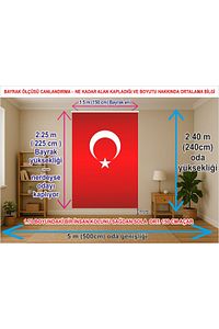 150x225 Cm Kumaş Türk Bayrağı - Oda Duvarını Boyut Olarak Boydan Kaplar ürün fotoğrafı