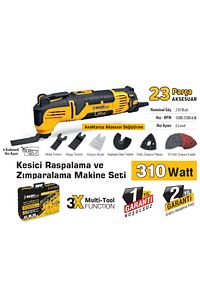 Sgs5255 - 23 Parça Kesici Raspalama Zımparalama Makine Seti 310 Watt - Metal Ahşap Derz Kazıyıcı Kes ürün fotoğrafı