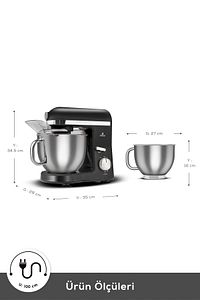 Mastermaid Chef Pro Çift Kollu Stand Mikser Shiny Black 1750 W ürün fotoğrafı