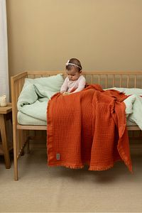 Kiremit 4 Katlı Müslin Battaniye Bebek Müslin Bebek Müslin Örtü 110x110cm ürün fotoğrafı