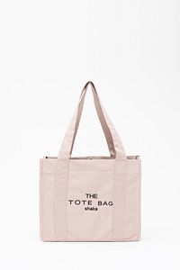Krem U45 Çıt Çıt Kapatmalı The Tote Bag Işlemeli Kanvas Kumaş Günlük Kadın Kol Ve Omuz Çantası 25x30 ürün fotoğrafı