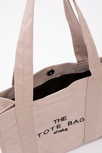 Krem U45 Çıt Çıt Kapatmalı The Tote Bag Işlemeli Kanvas Kumaş Günlük Kadın Kol Ve Omuz Çantası 25x30 ürün fotoğrafı