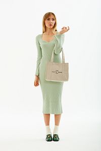 Krem U45 Çıt Çıt Kapatmalı The Tote Bag Işlemeli Kanvas Kumaş Günlük Kadın Kol Ve Omuz Çantası 25x30 ürün fotoğrafı