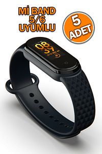 5 Adet Xiaomi Mi Band 5 Ve 6 Uyumlu Kordon (KABARTMA DESENLİ) ürün fotoğrafı