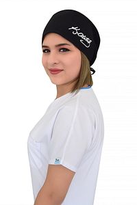 Unisex Atatürk Imzalı Siyah Cerrahi Doktor Hemşire Hastane Bonesi ürün fotoğrafı