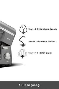 Mastermaid Chef Pro Çift Kollu Stand Mikser Galaxy Grey 1750 W ürün fotoğrafı