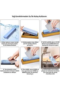 7 Parça Profesyonel Bıçak Bileme Seti 4 Taraflı Biley Taşı 400 1000 3000 8000 1. Kalite Sul ürün fotoğrafı