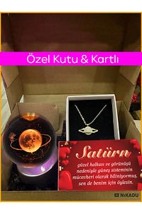Renk Değiştiren Led Işıklı Cam Satürn Kız Küre Dolunay Lamba Kristal Top ürün fotoğrafı
