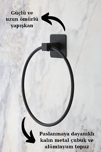 Kare Yapışkanlı Siyah Yuvarlak Havluluk ürün fotoğrafı