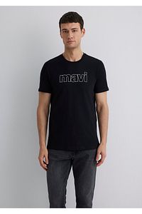 Logo Baskılı Siyah Tişört Slim Fit / Dar Kesim 065781-900 ürün fotoğrafı