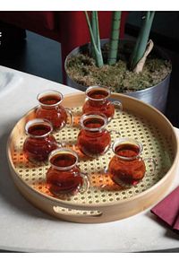 6 Kişilik Keyfi Ala Borosilikat Cam Kulplu Çay Bardağı 220ml ürün fotoğrafı