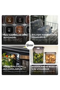 24lü Beyaz Serigrafi Etiketli Kaşıklı Peggy Kare Erzak Baharat Full Set 6x(1,75 1,2, 0,55, 0,45) Ant ürün fotoğrafı