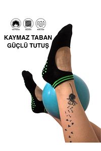 4 Çift Kadın Renkli Kaydırmaz Spor Pilates & Yoga Çorabı – Pamuklu Silikon Taban ürün fotoğrafı