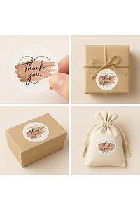 Thank You Sticker 25 Adet Kalpli Kuşe Etiket | Yuvarlak & Yapışkanlı Hediye Paketleme Butik Etiketi ürün fotoğrafı