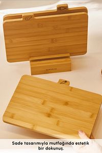 Triple 4 Parça Ayaklı Bambu Kesme Tahtası Seti 28 Cm ürün fotoğrafı