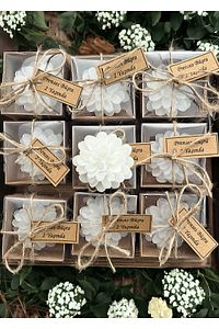 15 Adet Süslemeli Lotus Mum, Nikah Şekeri, Doğum, Sünnet, Düğün Nişan Söz, Kına, Doğum Günü ürün fotoğrafı