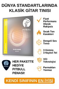 Pitbull Strings Silver Seri Klasik Gitar Takım Teli SCG NT Normal Tansiyon (Pena Hediyeli) ürün fotoğrafı