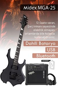 Midex Force-amp25 Üst Seviye 25 Watt Amfili Elektro Gitar H-h Profesyonel Full Set Aksesuarlı ürün fotoğrafı