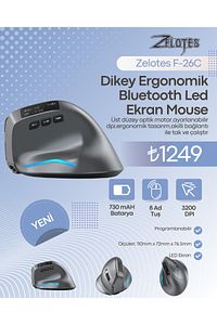 F-26C Dikey Ergonomik Bluetooth Led Ekran Mouse ürün fotoğrafı